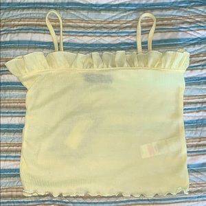 PLT Yellow Rib Frill Detail Cami Crop Top